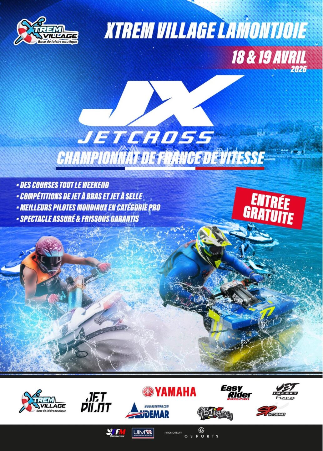 Championnat de France de vitesse Jetcross Base nautique X'trem Village Lamontjoie 2026-04-18