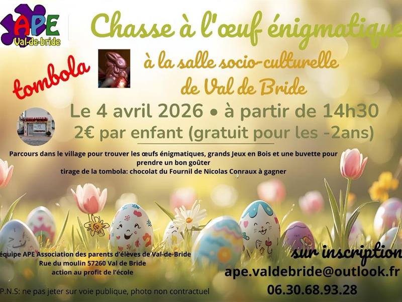 Chasse à l'oeuf énigmatique Salle Socioculturelle Val-de-Bride 2026-04-04