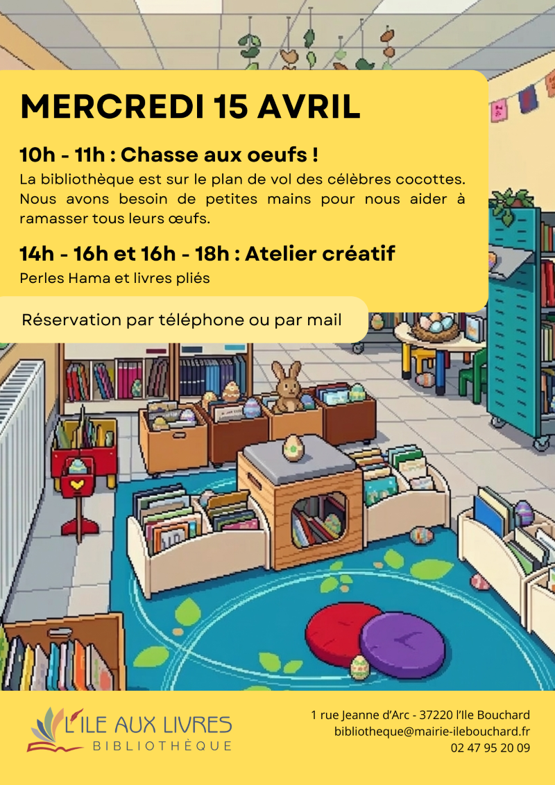 Chasse aux oeufs à L'Île aux Livres 1 Rue Jeanne d'Arc L'Île-Bouchard 2026-04-15