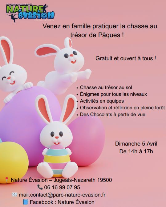 Chasse aux oeufs à Nature Evasion 1410 Malepeyre Jugeals-Nazareth 2026-04-05
