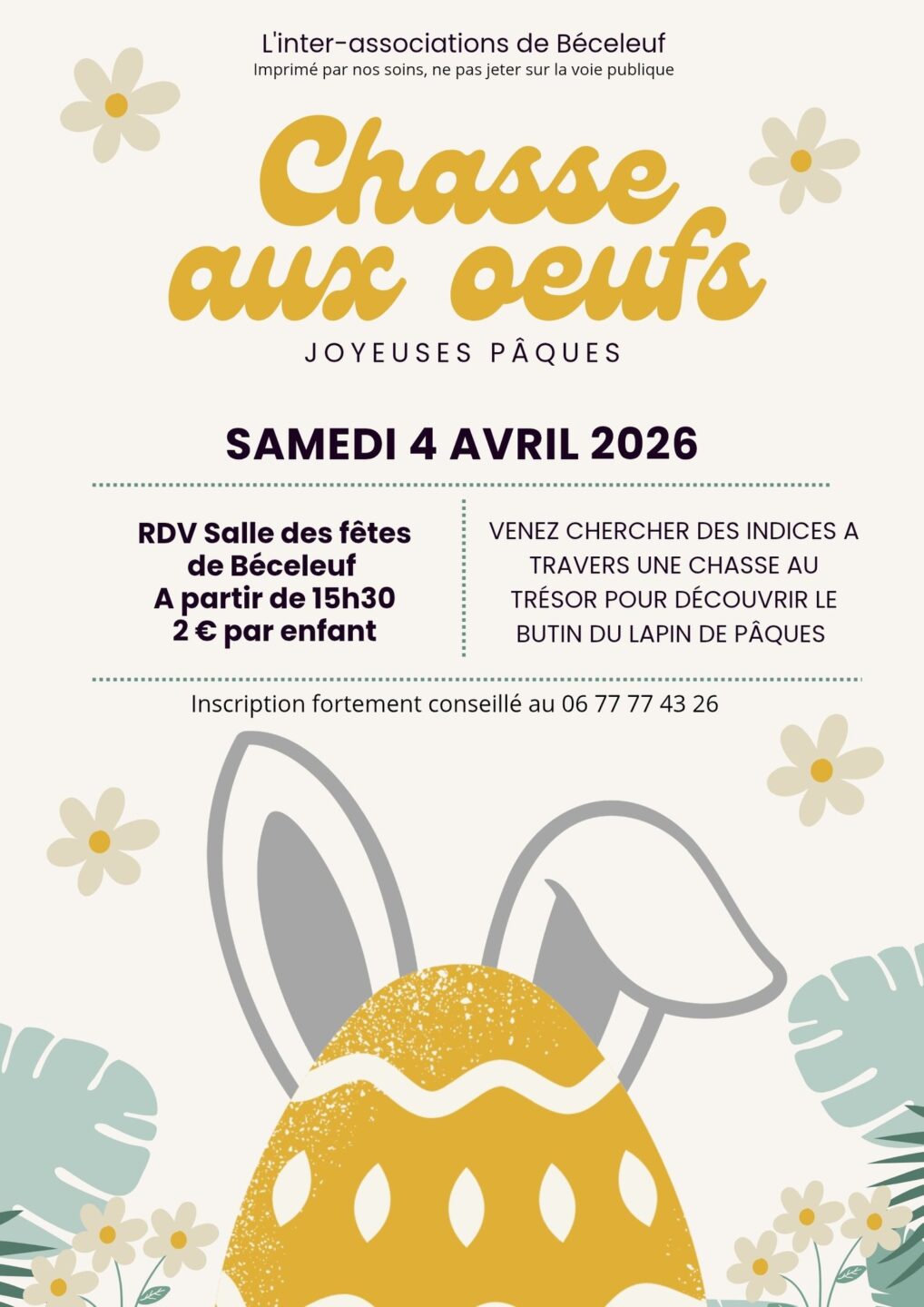 Chasse aux oeufs Salle des fêtes Béceleuf 2026-04-04