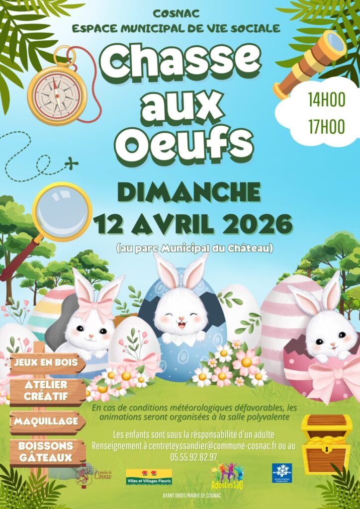 Chasse aux oeufs Parc municipal du château Cosnac 2026-04-12
