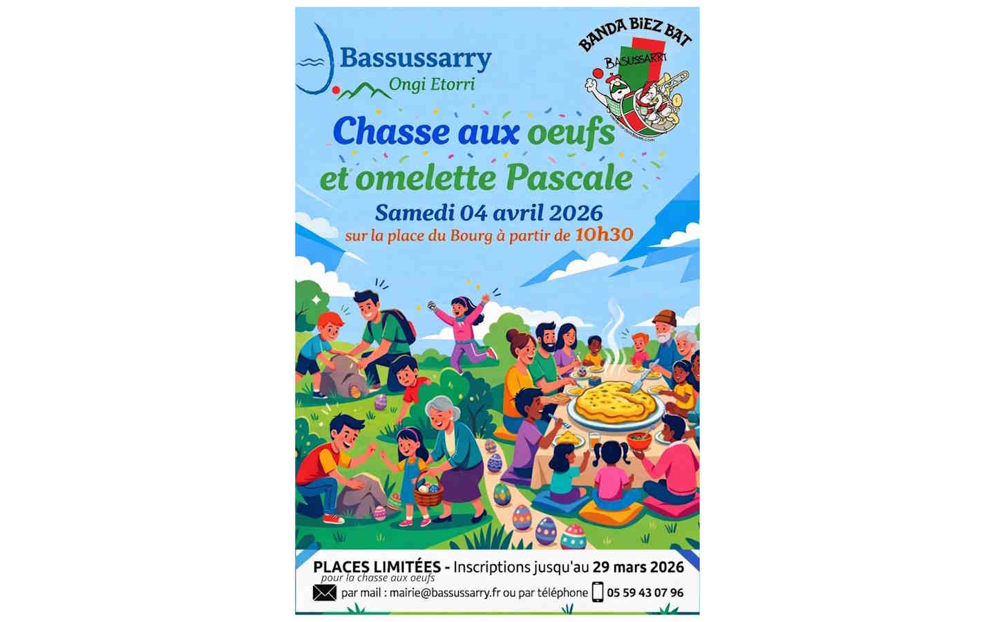 Chasse aux oeufs et omelette pascale Place du bourg Bassussarry 2026-04-04