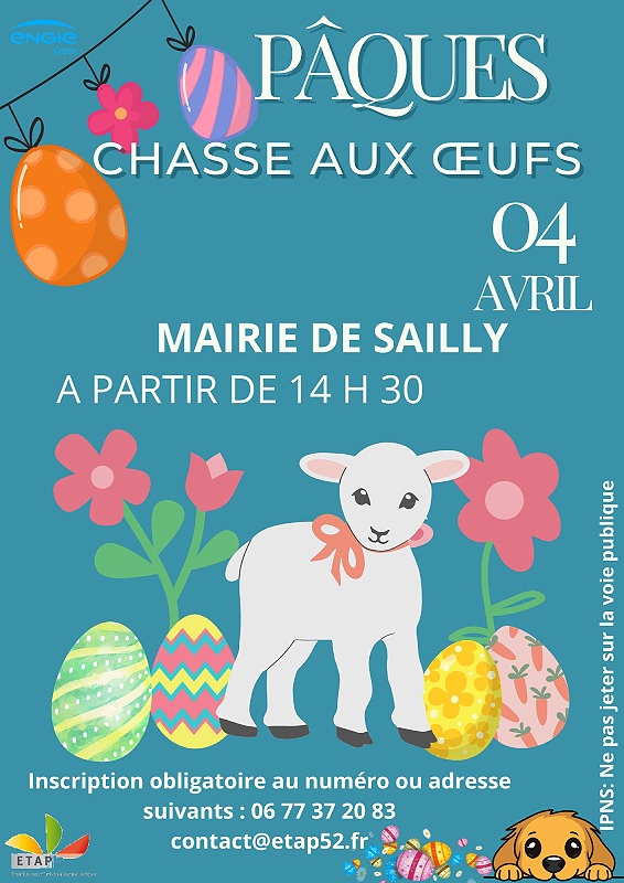 Chasse aux oeufs Pâques Mairie Sailly 2026-04-04