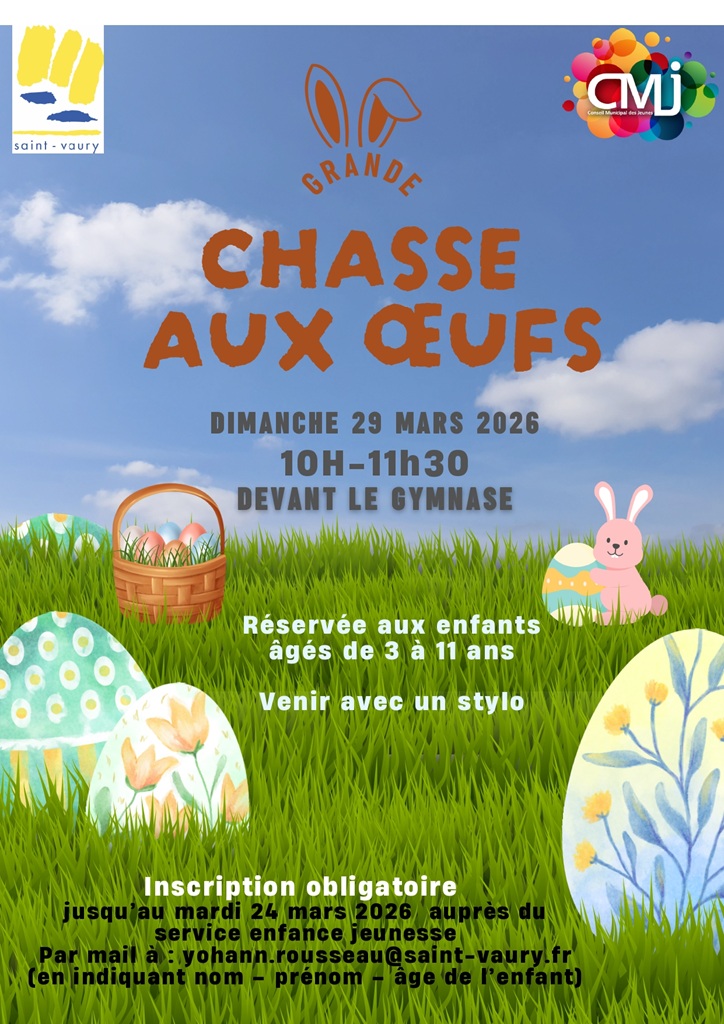 Chasse aux œufs Devant le gymnase Saint-Vaury 2026-03-29