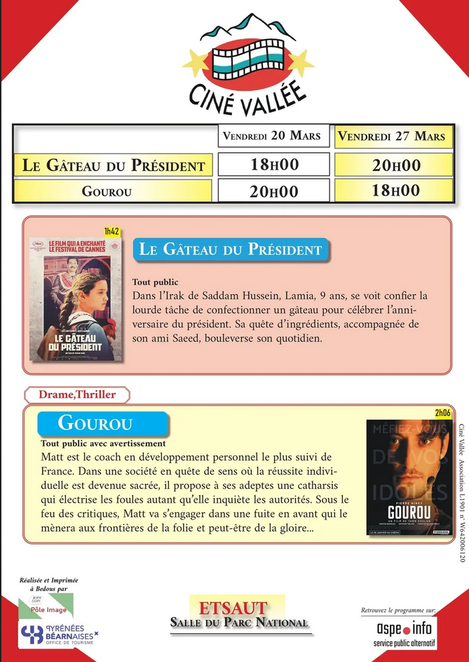Ciné vallée Gourou Maison du Parc National Etsaut 2026-03-27