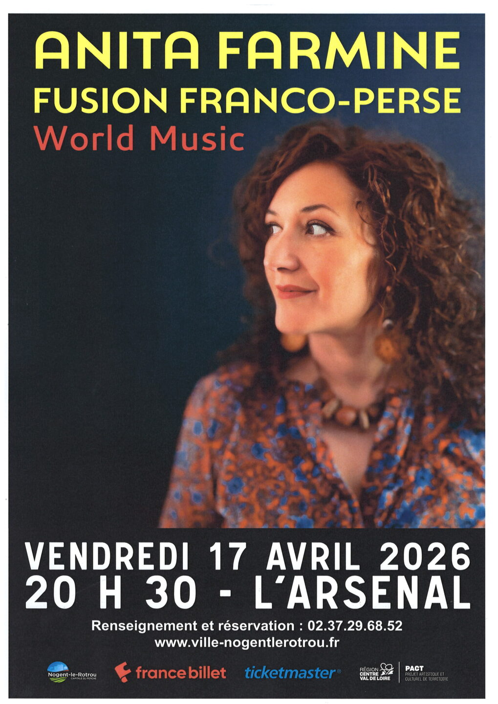 Concert Anita Farmine à l'Arsenal 8 Place Sully Nogent-le-Rotrou 2026-04-17