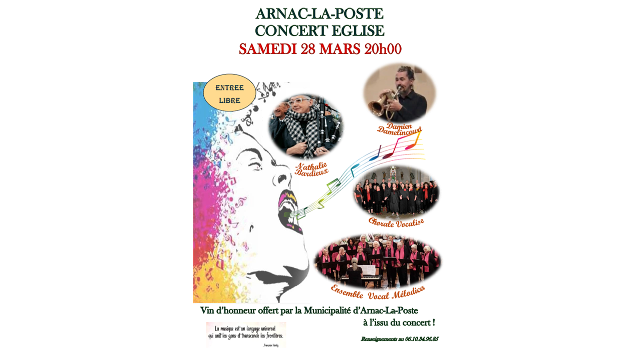 Concert choral et musique Eglise Arnac-la-Poste 2026-03-28