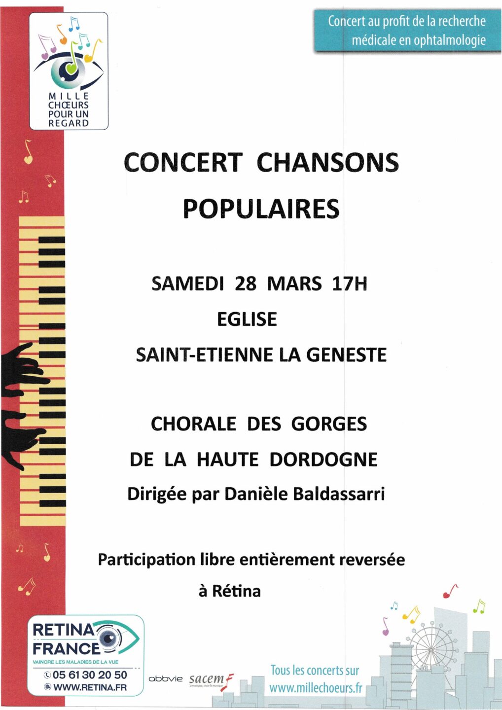 Concert Chorale des Gorges de la Haute-Dordogne Eglise Saint-Étienne-la-Geneste 2026-03-28