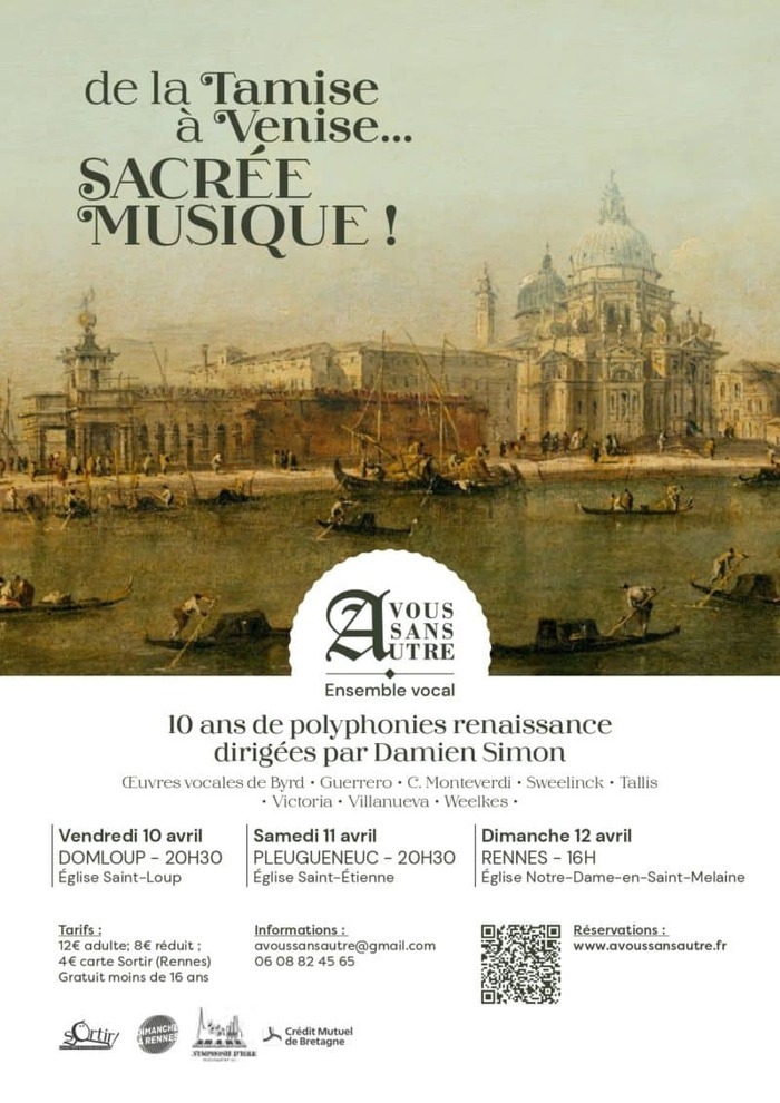Concert : De la Tamise à Venise ; Sacrée musique" Eglise Notre-Dame en Saint-Melaine Pacé