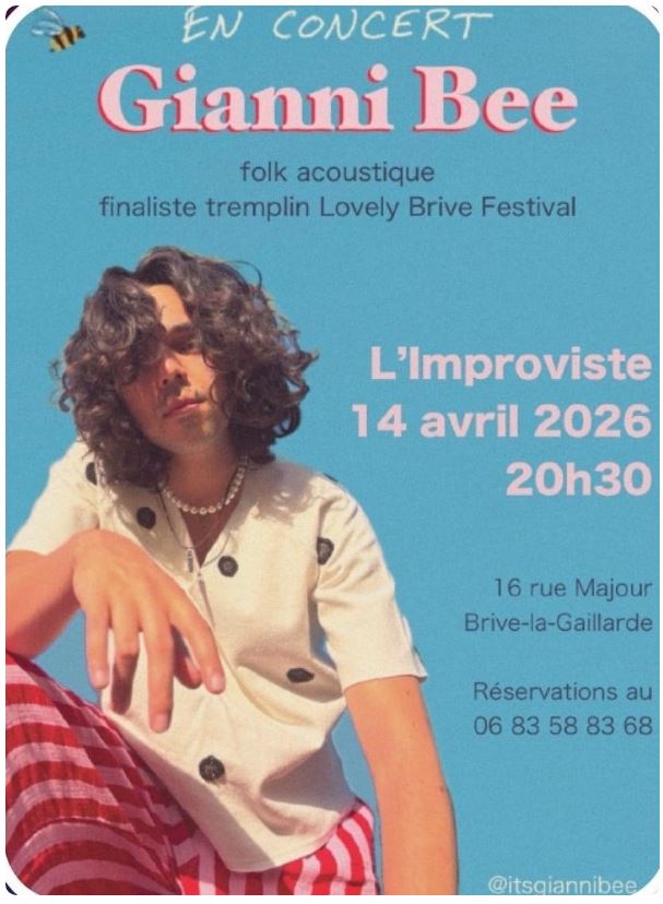 Concert GIANNI BEE à L'improviste 16 Rue Majour Brive-la-Gaillarde 2026-04-14