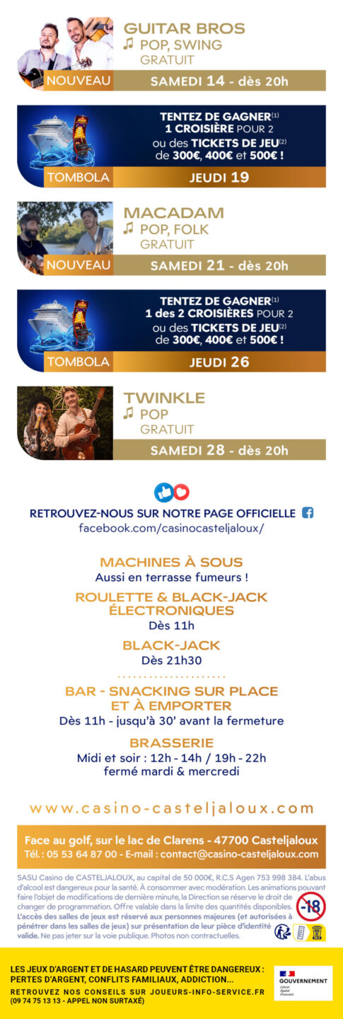 Concert gratuit Twinkle Casino Casteljaloux 2026-03-28
