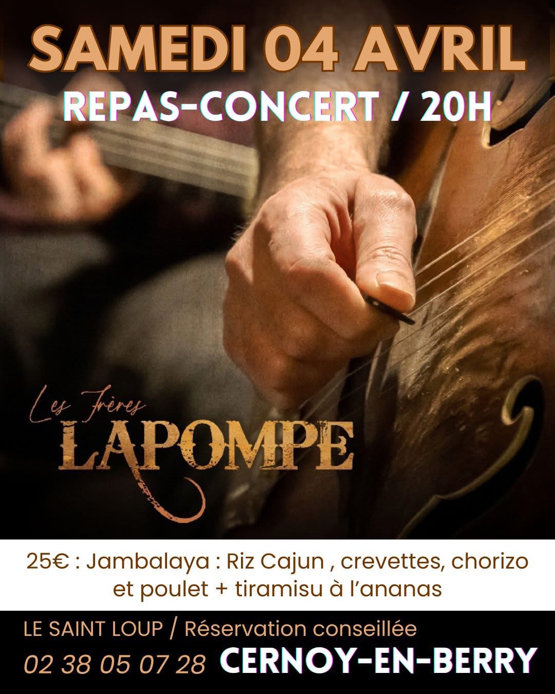 Concert-repas avec les frères La Pompe 25 Grande Rue Cernoy-en-Berry 2026-04-04