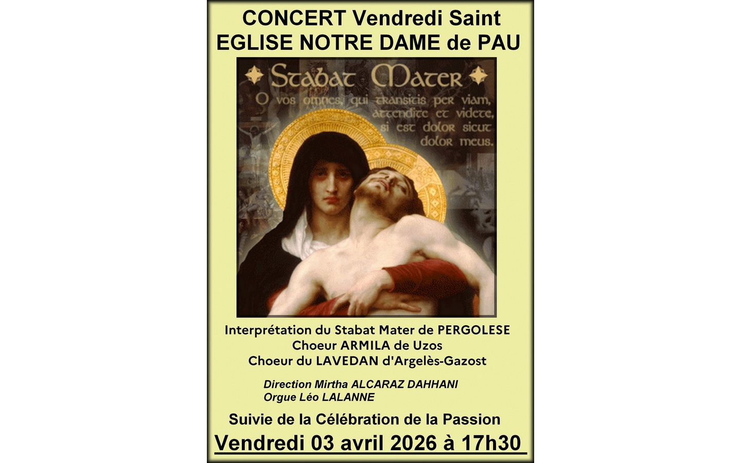 Concert Stabat Mater de Pergolèse 23 Rue Jean Jacques de Monaix Pau 2026-04-03