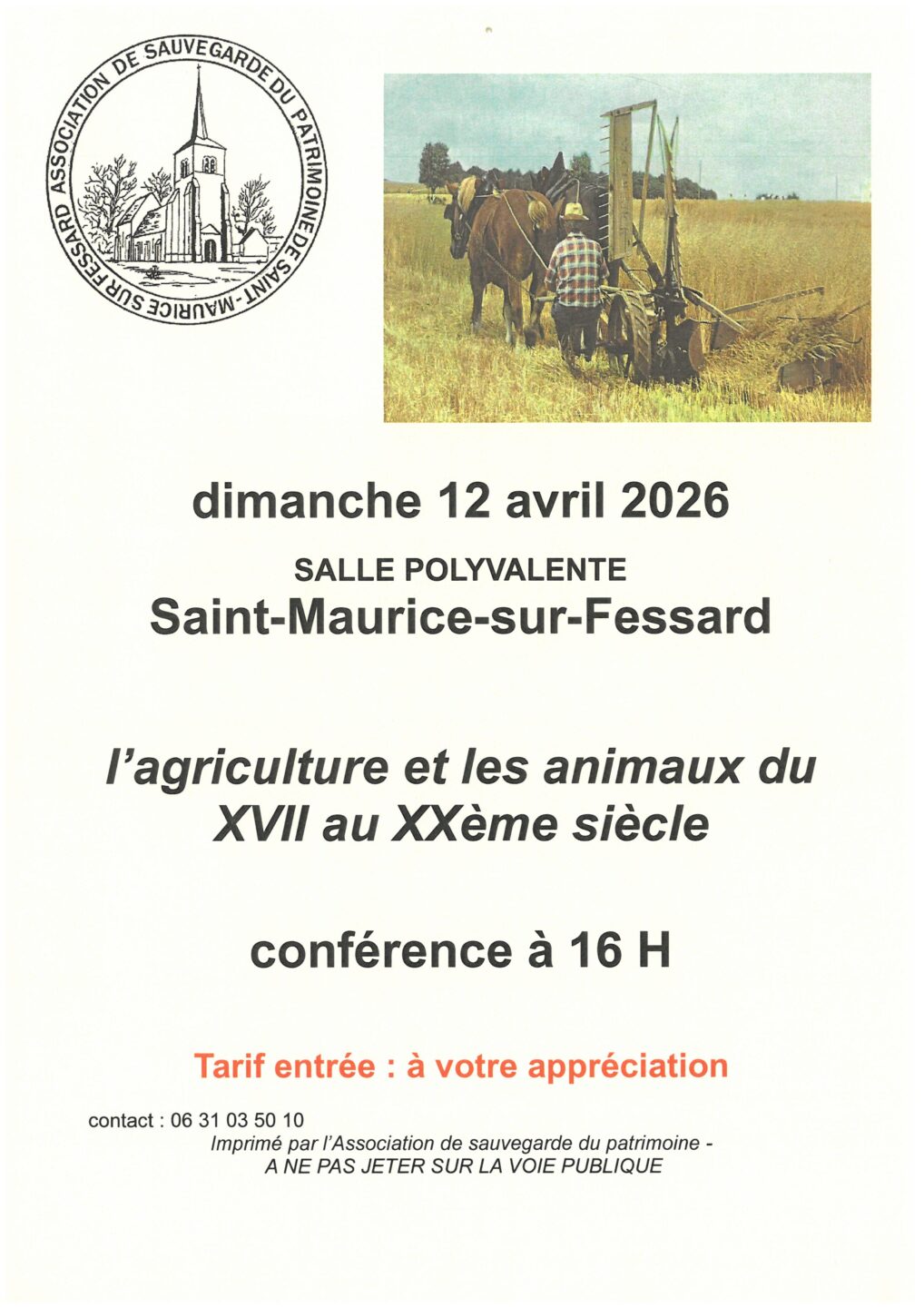 Conférence de l’Association de Sauvegarde du Patrimoine Saint-Maurice-sur-Fessard 2026-04-12