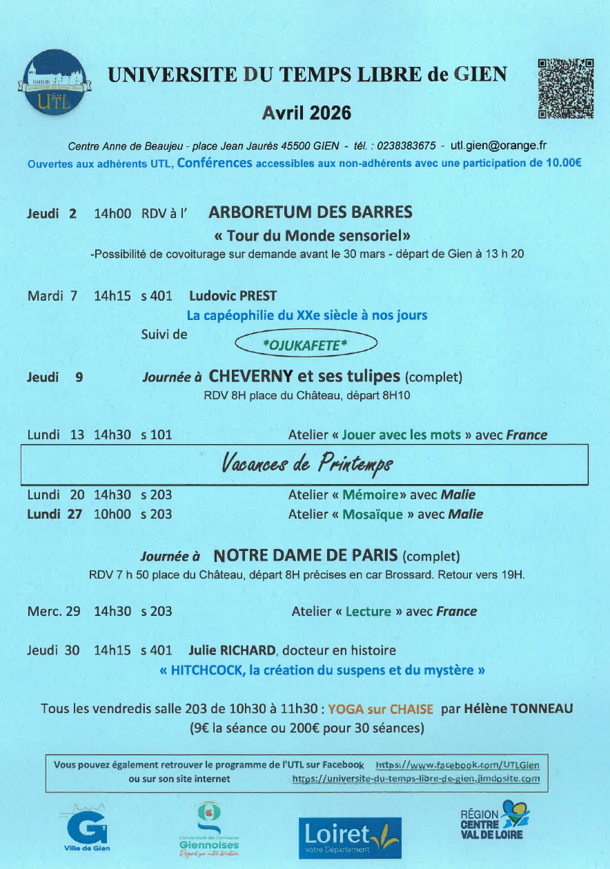 Conférence La capéophile du XXe siècle à nos jours Place Jean Jaurès Gien 2026-04-07