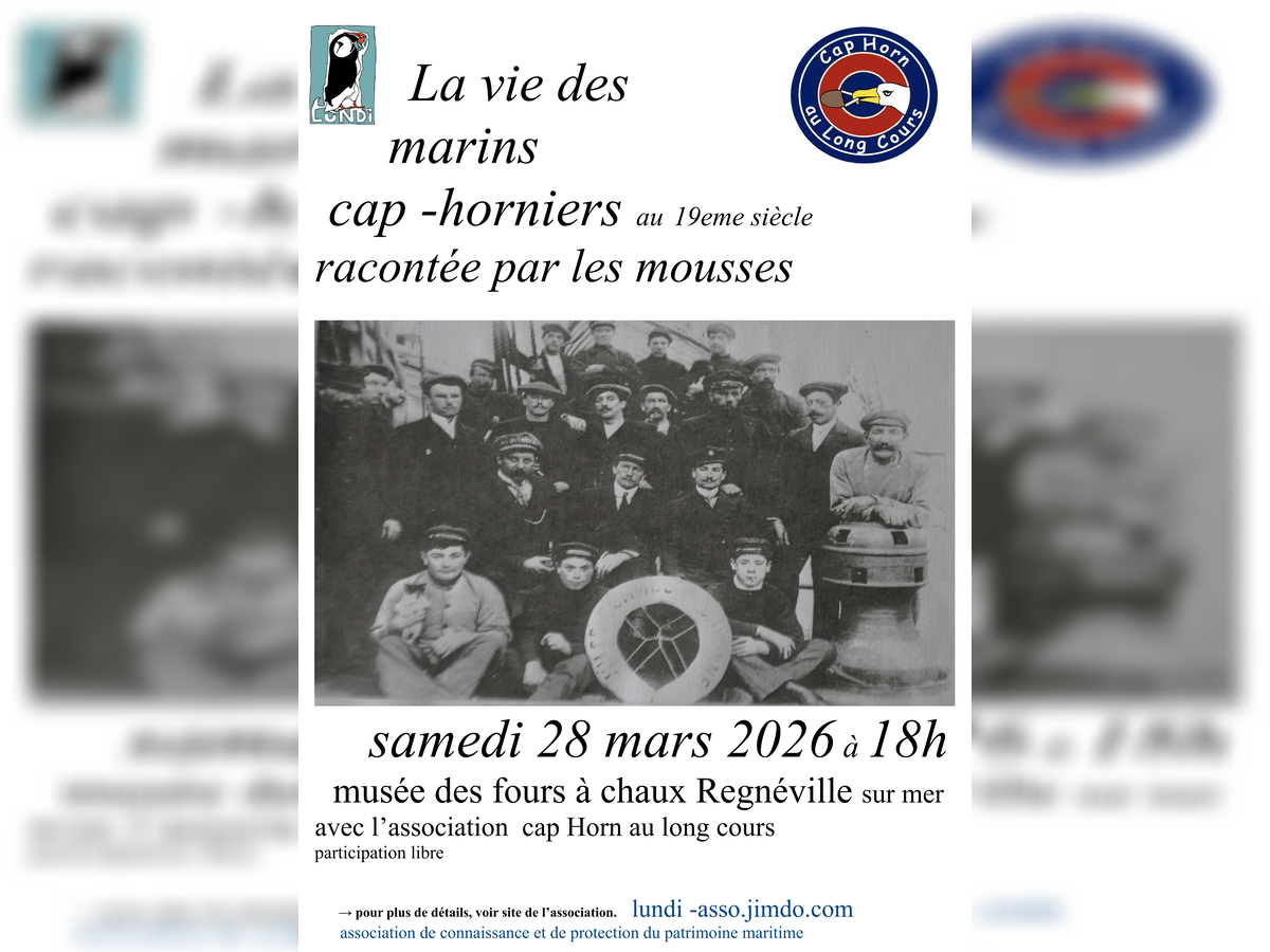 Conférence La vie des marins cap-horniers au 19e siècle racontée par les mousses Musée maritime Regnéville-sur-Mer 2026-03-28