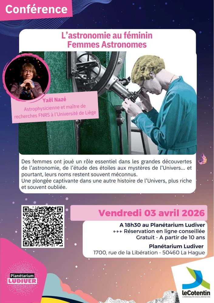 Conférence L'astronomie au féminin Femmes Astronomes par Yaël Nazé 1700 Rue de la Libération La Hague 2026-04-03