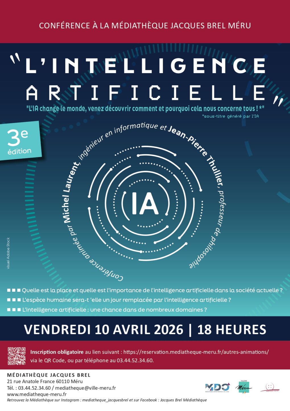 Conférence L'intelligence artificielle 3ème édition 21 rue Anatole France Méru 2026-04-10