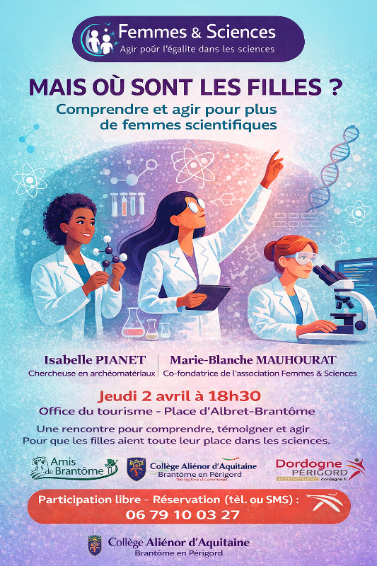 Conférence: Mais où sont les filles? 2 rue Puyjoli de Meyjounissas Brantôme en Périgord 2026-04-02