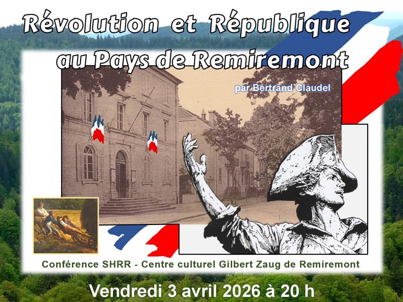 Conférence Révolution et République au Pays de Remiremont 2 Place Henri Utard Remiremont 2026-04-03
