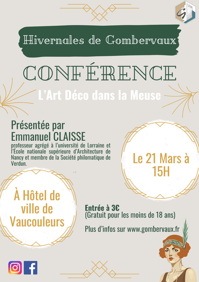 Conférence sur l'Art Déco en Meuse et en Lorraine Mairie de Vaucouleurs Vaucouleurs