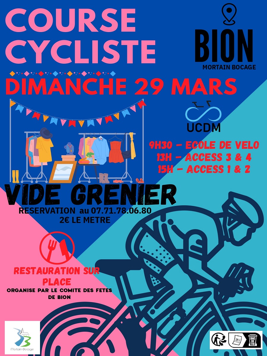 Course cycliste et vide-grenier BION Mortain-Bocage 2026-03-29