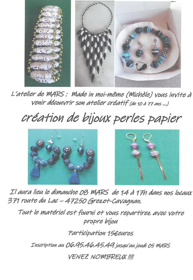 Création de bijou perles papier