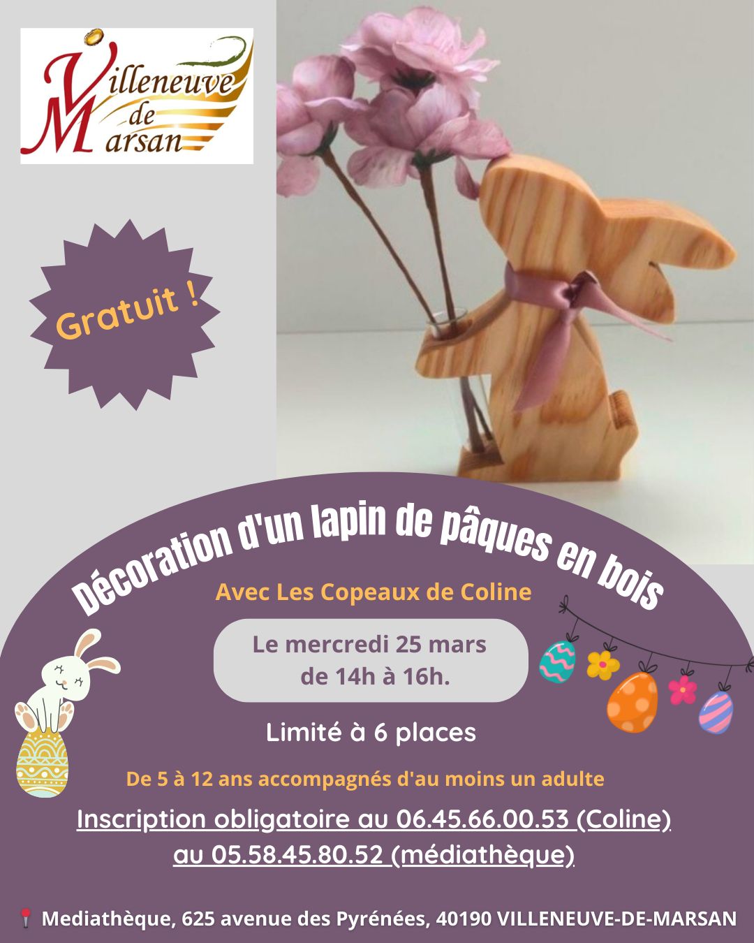Décoration d'un lapin de Pâques en bois 625 Avenue des Pyrénées Villeneuve-de-Marsan 2026-03-25