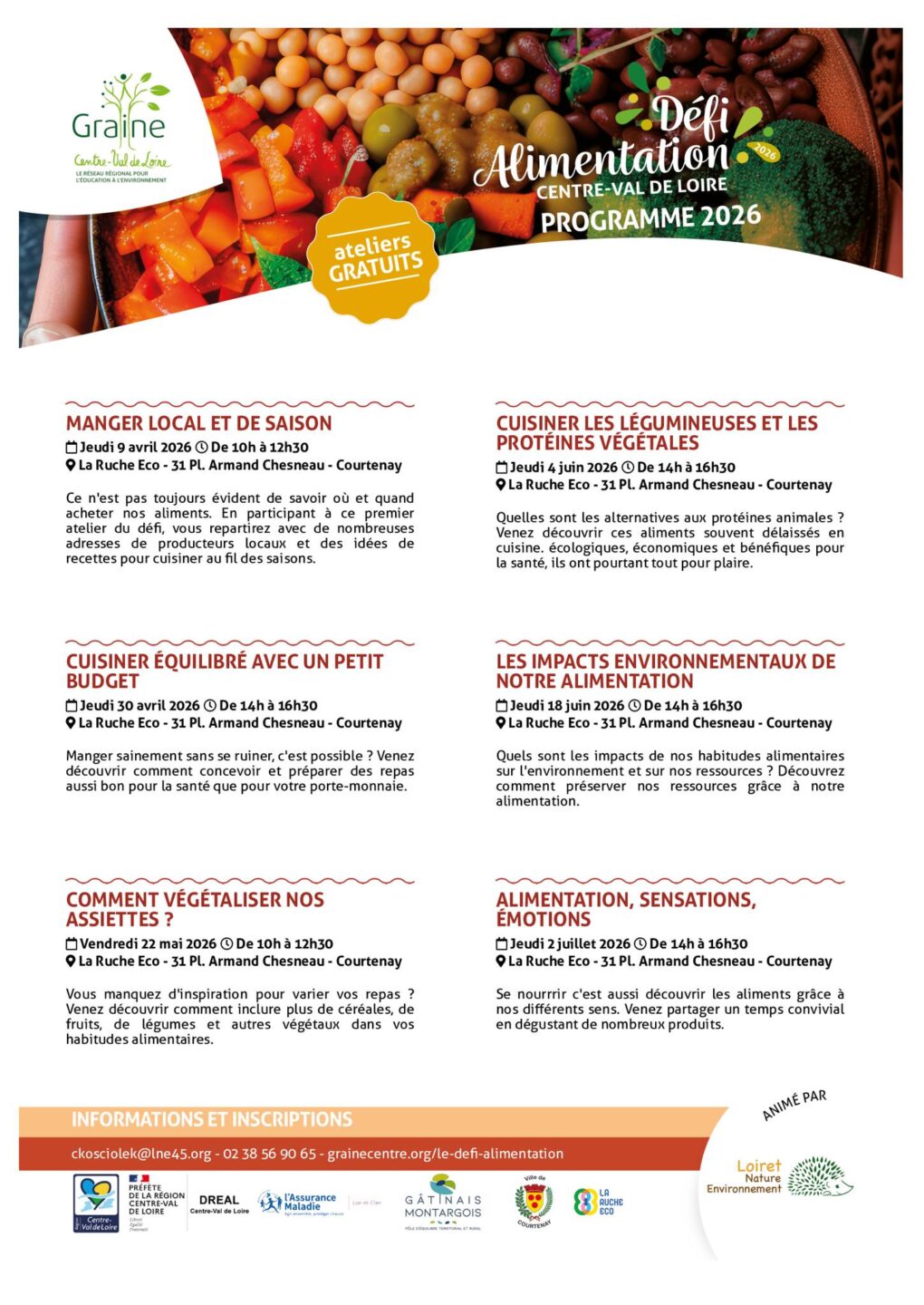Défi Alimentation à Courtenay 1er atelier sur 7 31 Place Armand Chesneau Courtenay 2026-04-09