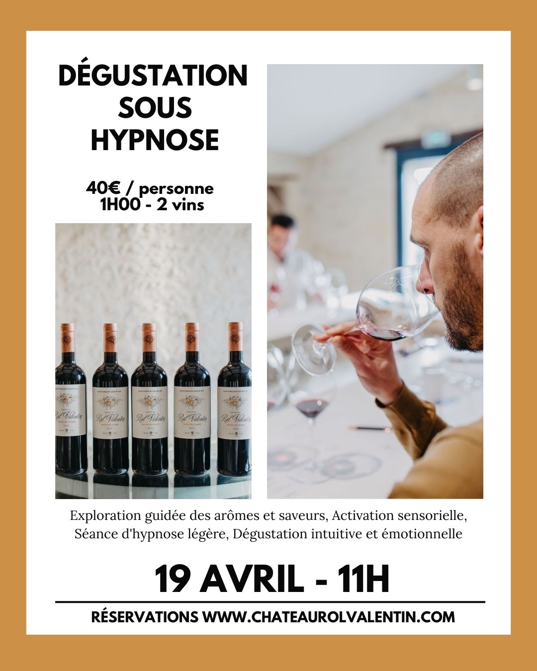 Dégustation sous hypnose x Château Rol Valentin 2 lieu dit Bel Air Saint-Étienne-de-Lisse 2026-04-19