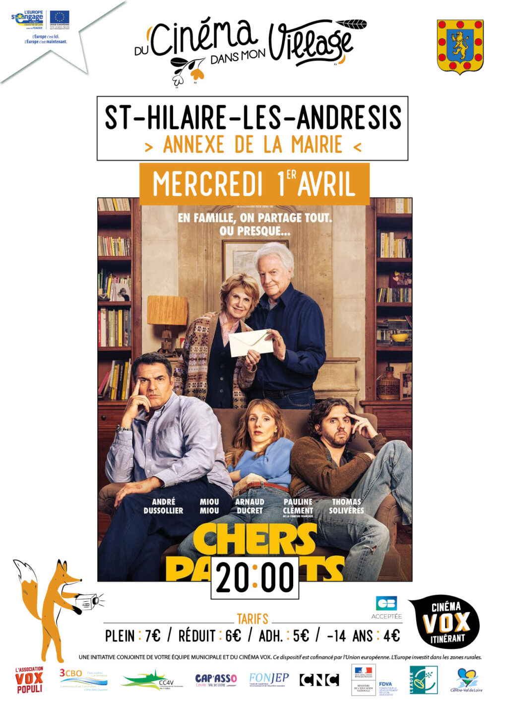 Du cinéma dans mon village Chers parents 9 Rue Grande Rue Saint-Hilaire-les-Andrésis 2026-04-01