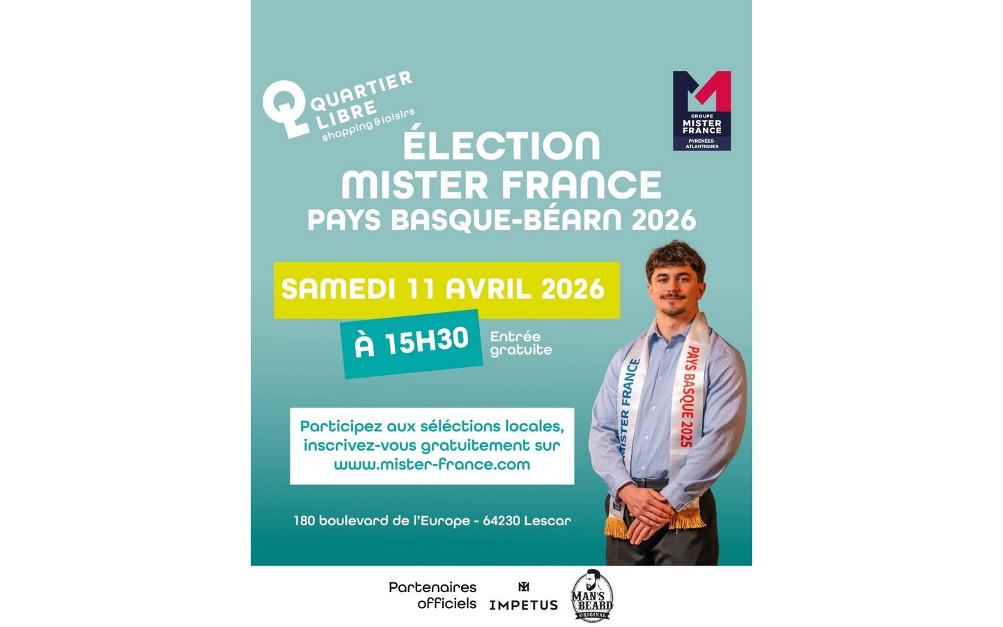 Election Mister Béarn/Pays Basque 80 Boulevard de l'Europe Lescar 2026-04-11