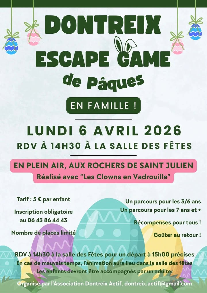 Escape Game de Pâques Salle des fêtes Dontreix 2026-04-06