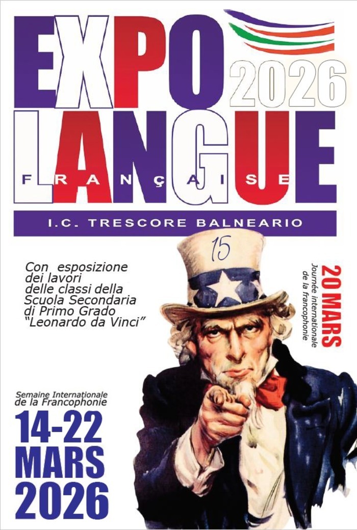 Exposition et concours: EXPOLANGUE française n. 15 Hall du Collège Léonard de Vinci de Trescore Balneario département de Bergame. Trescore Balneario