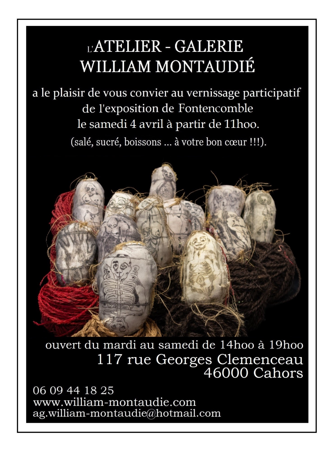 Exposition Fontencomble à l'Atelier-Galerie William Montaudié 117 Rue Georges Clemenceau Cahors 2026-03-31