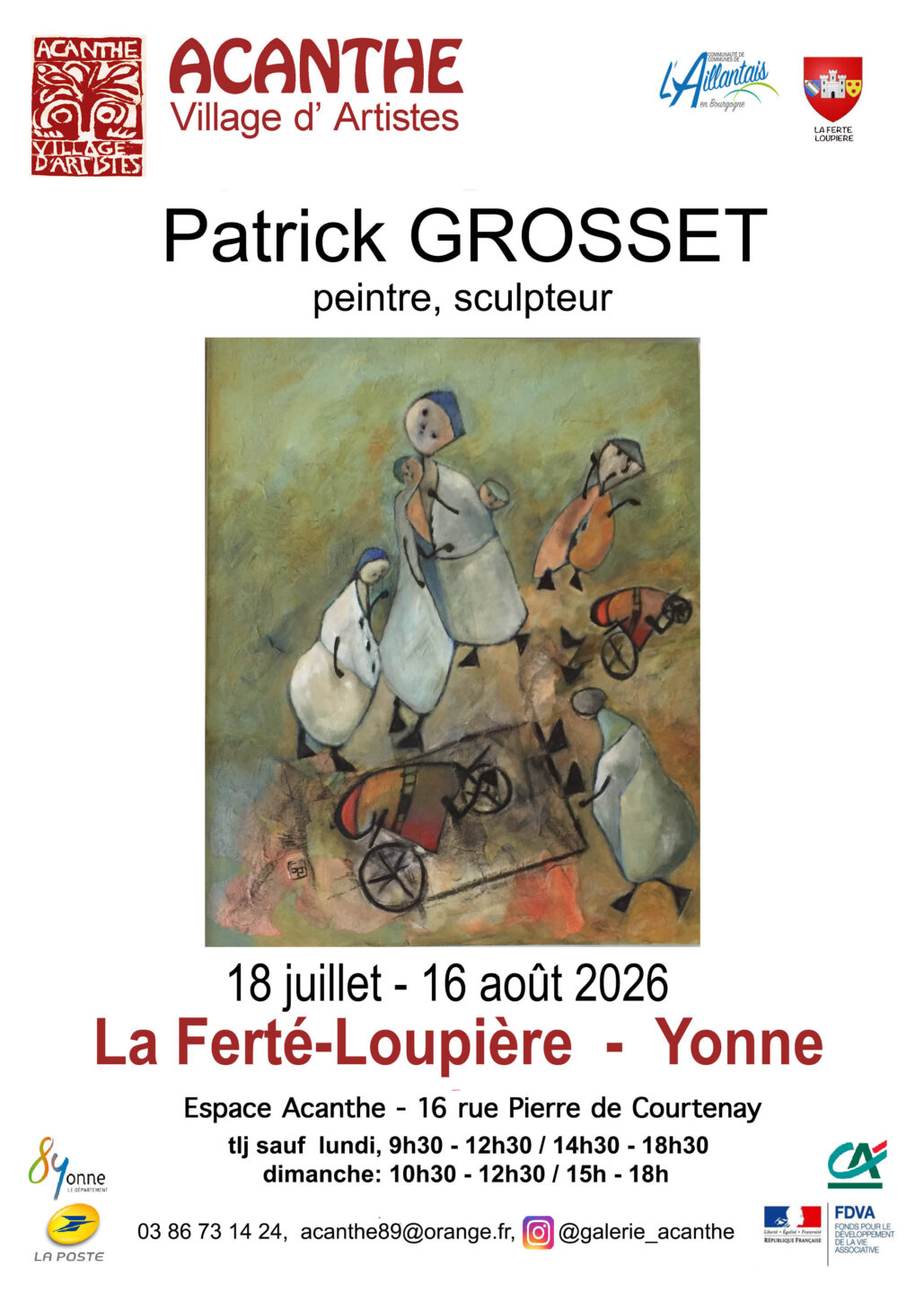 Exposition Patrick GROSSET, peintre, sculpteur Espace ACANTHE La Ferté-Loupière