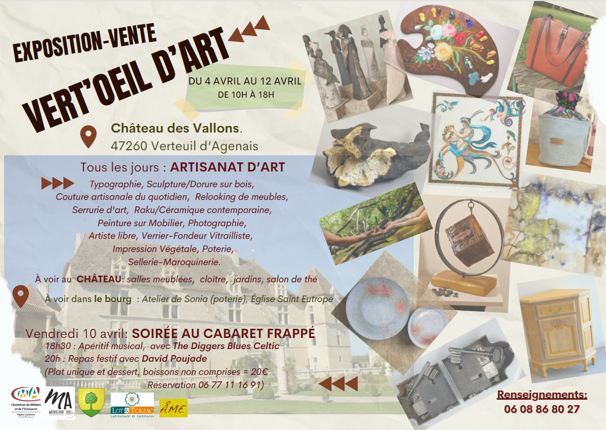 Exposition Vente Vert'oeil d'art Château des Vallons Verteuil-d'Agenais 2026-04-04