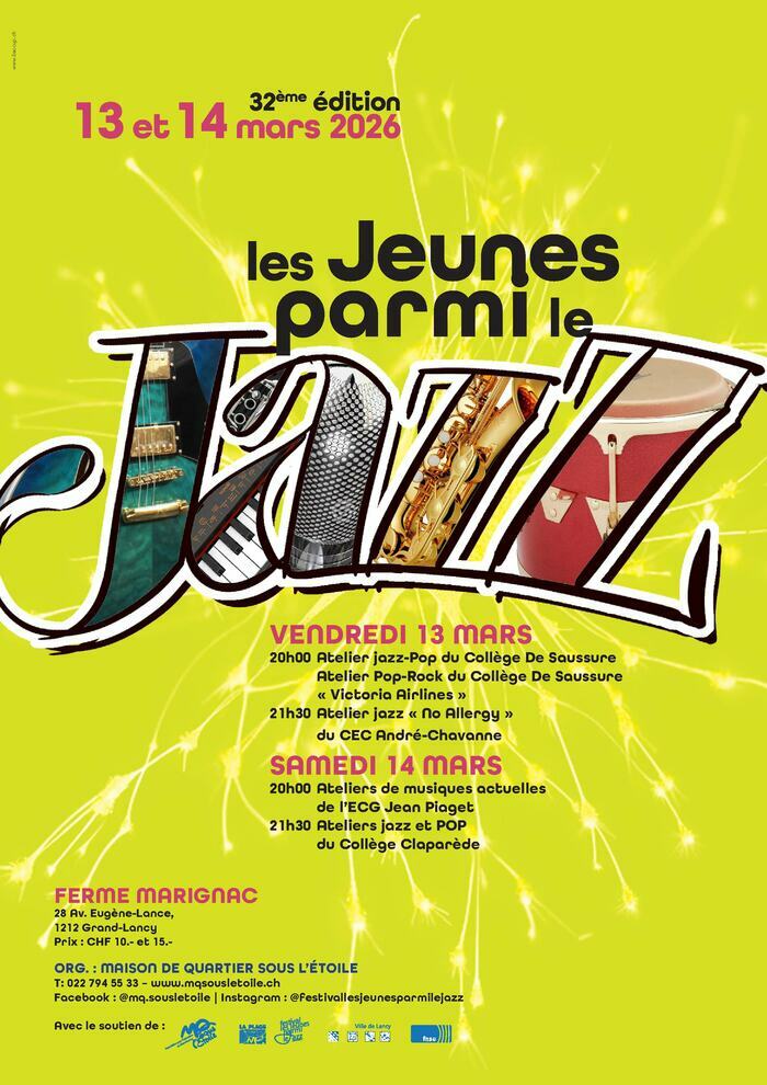 Festival "Les Jeunes parmi le Jazz" Ferme Marignac - Salle La Plage Genève
