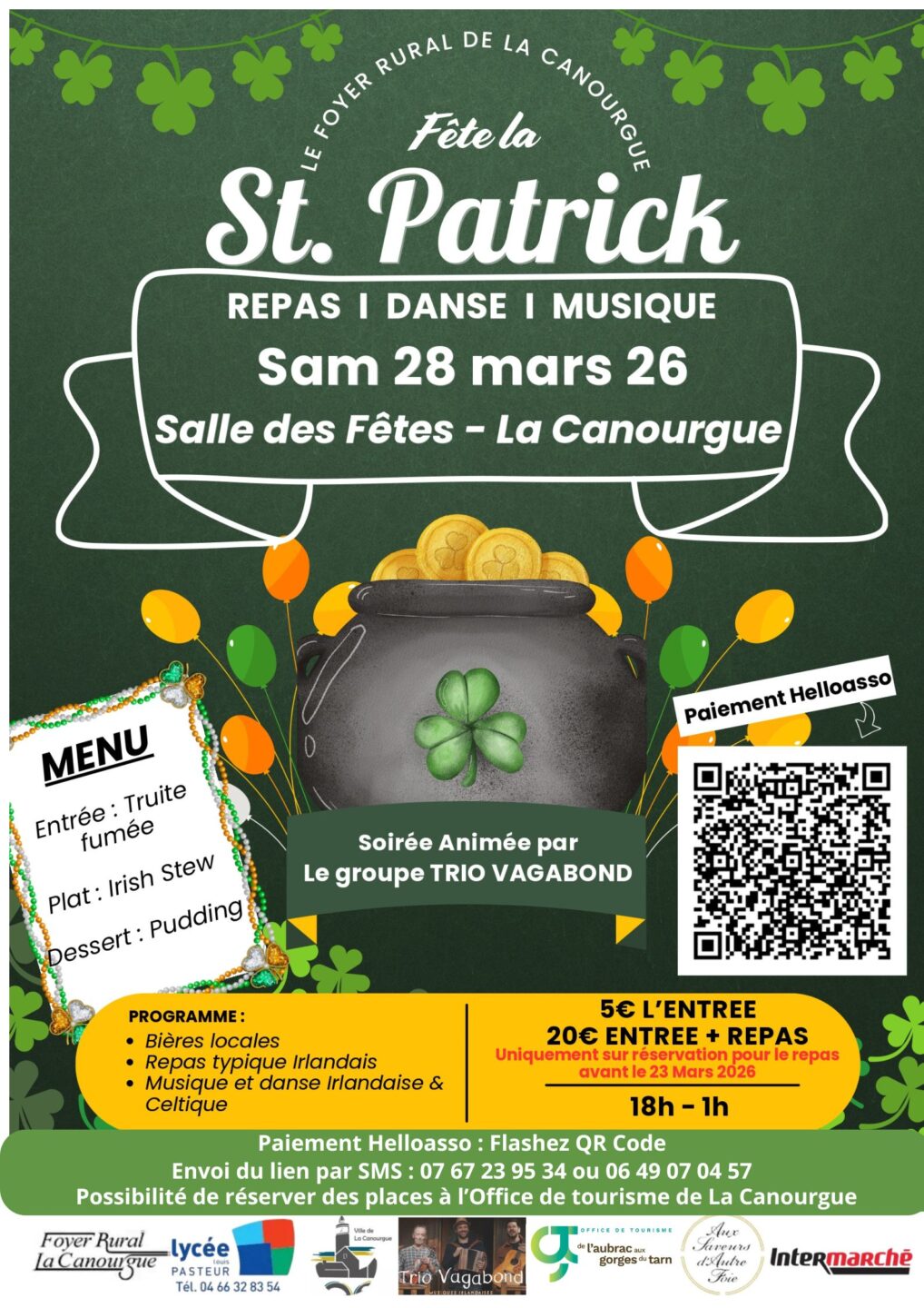 FÊTE DE LA SAINT PATRICK Place du pré commun La Canourgue 2026-03-28