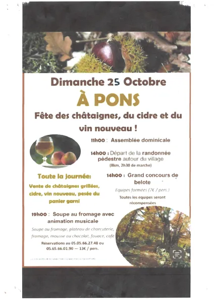 Fête des châtaignes, du cidre et du vin nouveau à Pons  Saint-Hippolyte