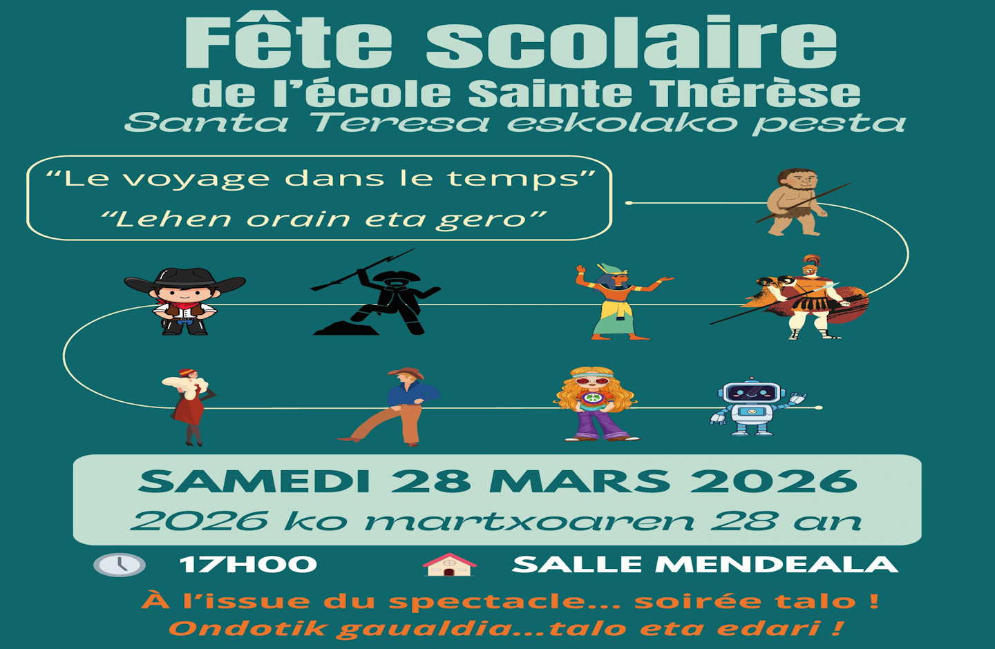 Fête scolaire de l'école Sainte Thérèse Salle Mendeala Hasparren 2026-03-28