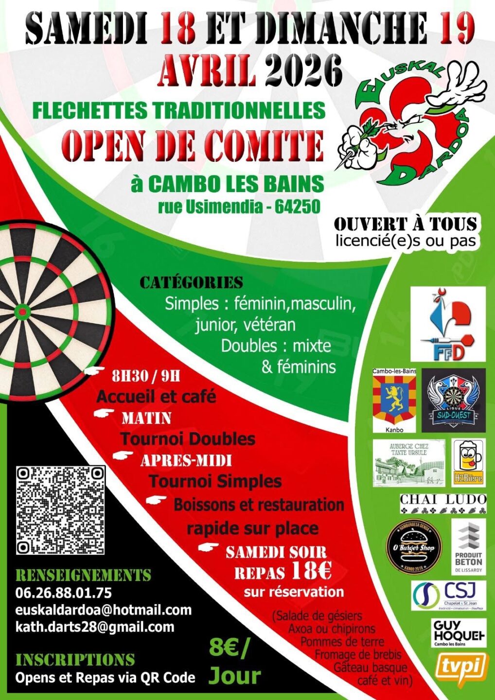 Fléchettes traditionnelles Open de comité Rue Usimendia Cambo-les-Bains 2026-04-18