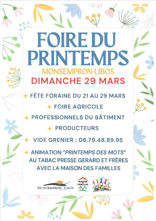 Foire du printemps Bourg Monsempron-Libos 2026-03-29
