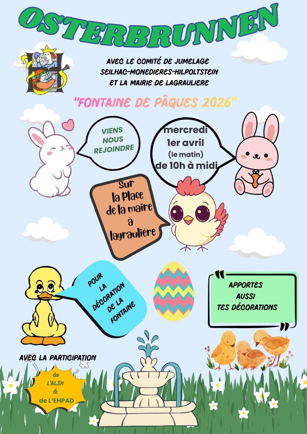 Fontaine de pâques 2026 Place de la Mairie Lagraulière 2026-04-01