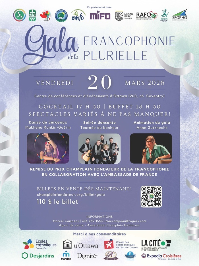 Gala de la francophonie plurielle 2026 Centre de conférences et d'événements d'Ottawa Ottawa
