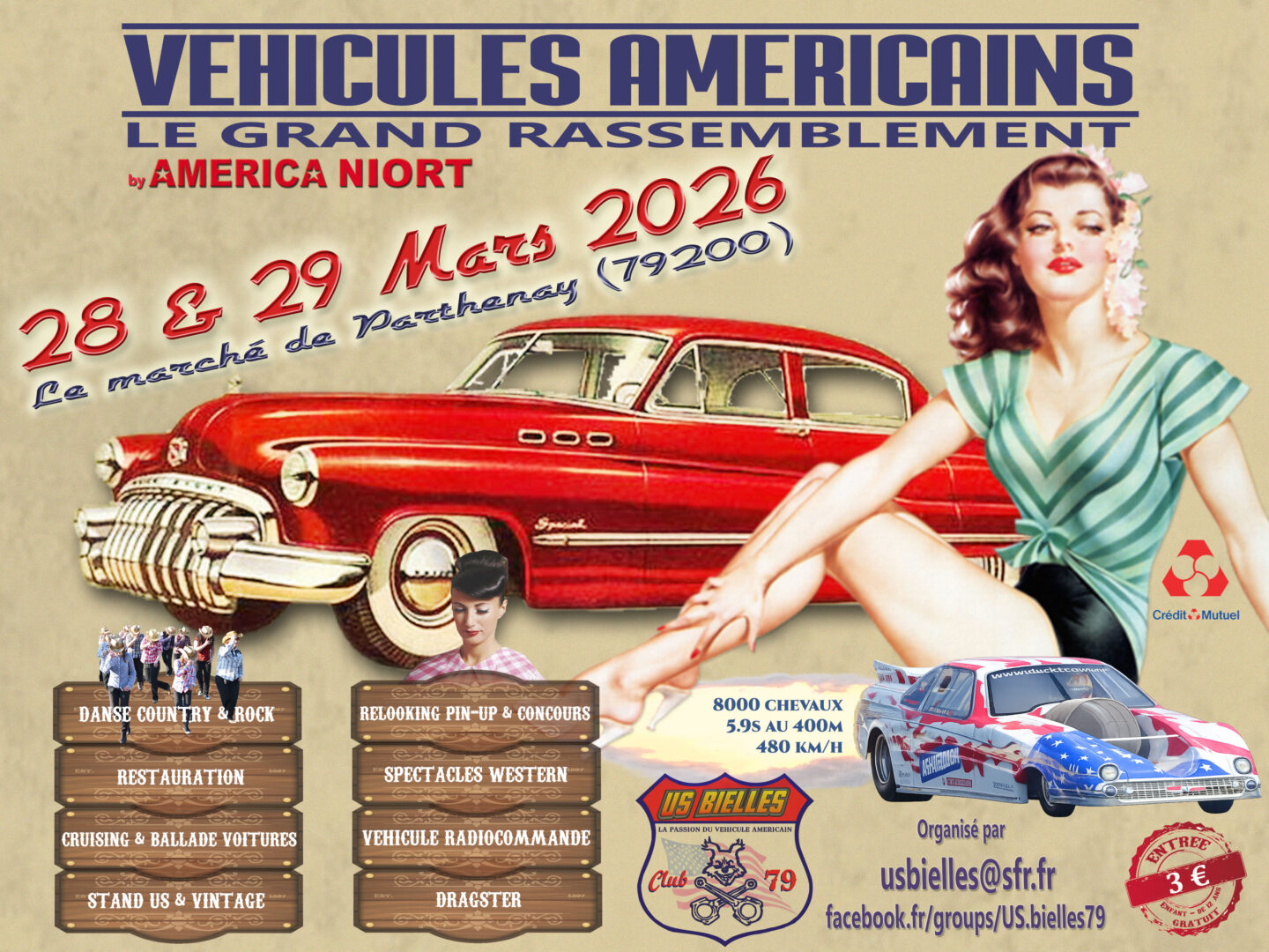 Grand rassemblement de véhicules américains 151 Boulevard de l'Europe Parthenay 2026-03-28
