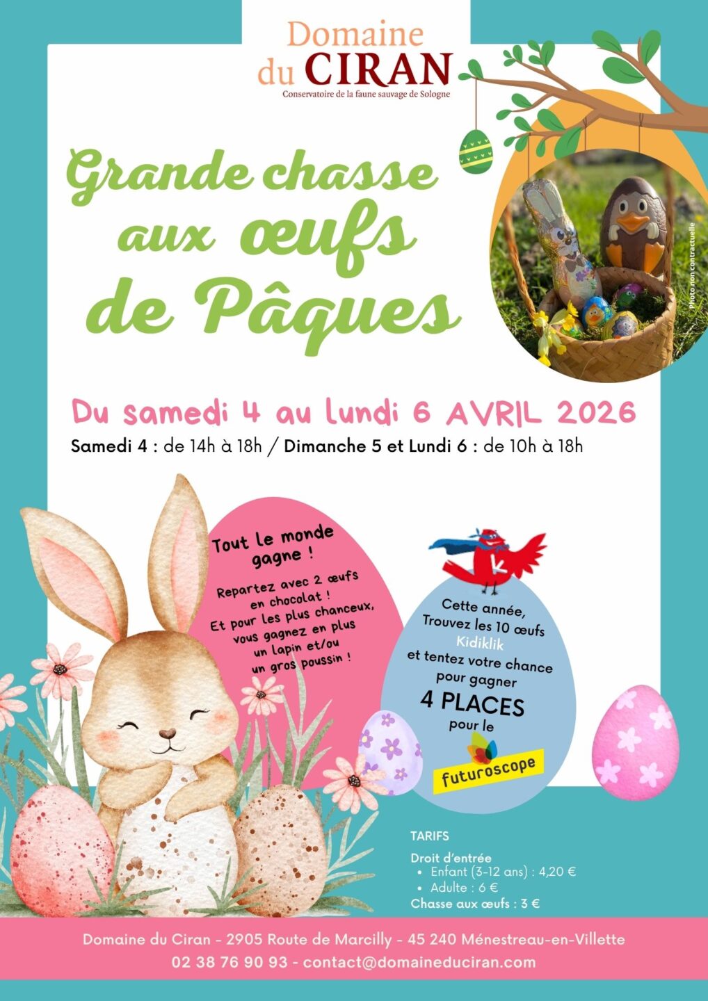 Grande chasse aux oeufs de Pâques 2905 Route de Marcilly Ménestreau-en-Villette 2026-04-04