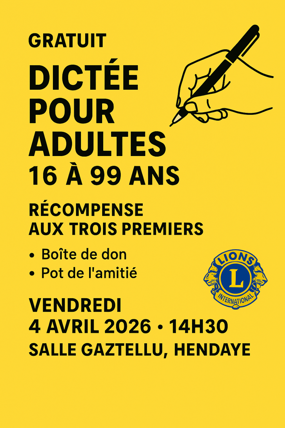 Grande dictée des Lions 1