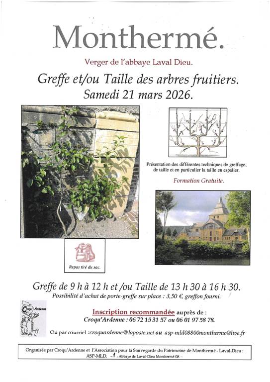 Greffe et taille des arbres fruitiers Abbaye de Laval Dieu Monthermé 2026-03-21